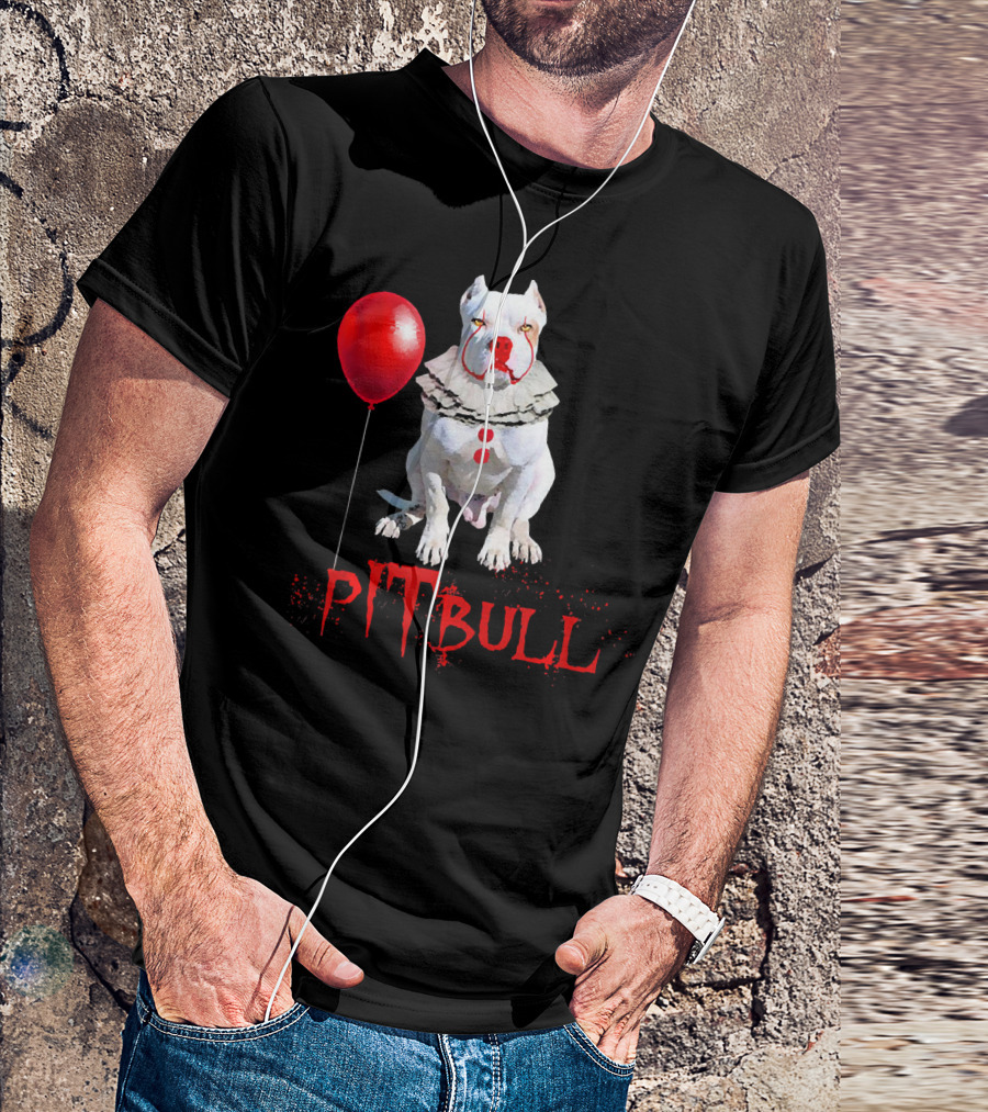 Pitbull IT Clown Balloon Halloween Day Horror T-Shirt