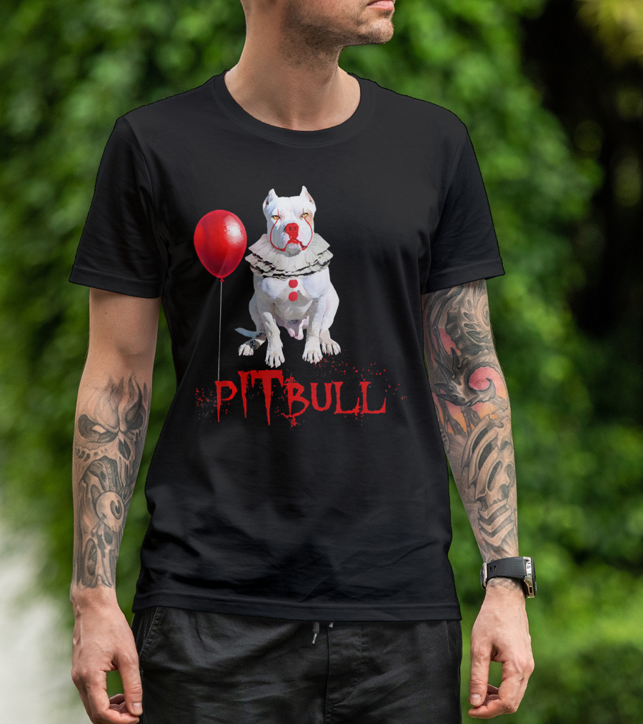 Pitbull IT Clown Balloon Halloween Day Horror T-Shirt