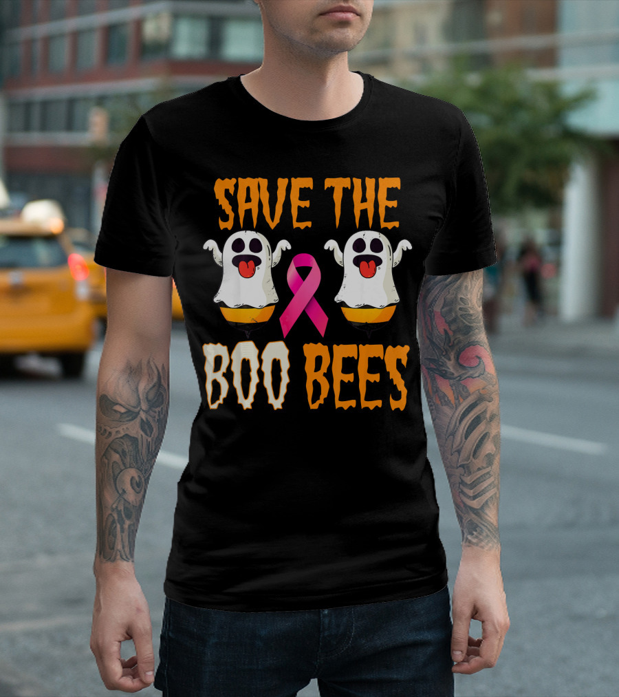 Save The Boo Bees Breast Cancer Awareness Pink Ghosts T-Shirt