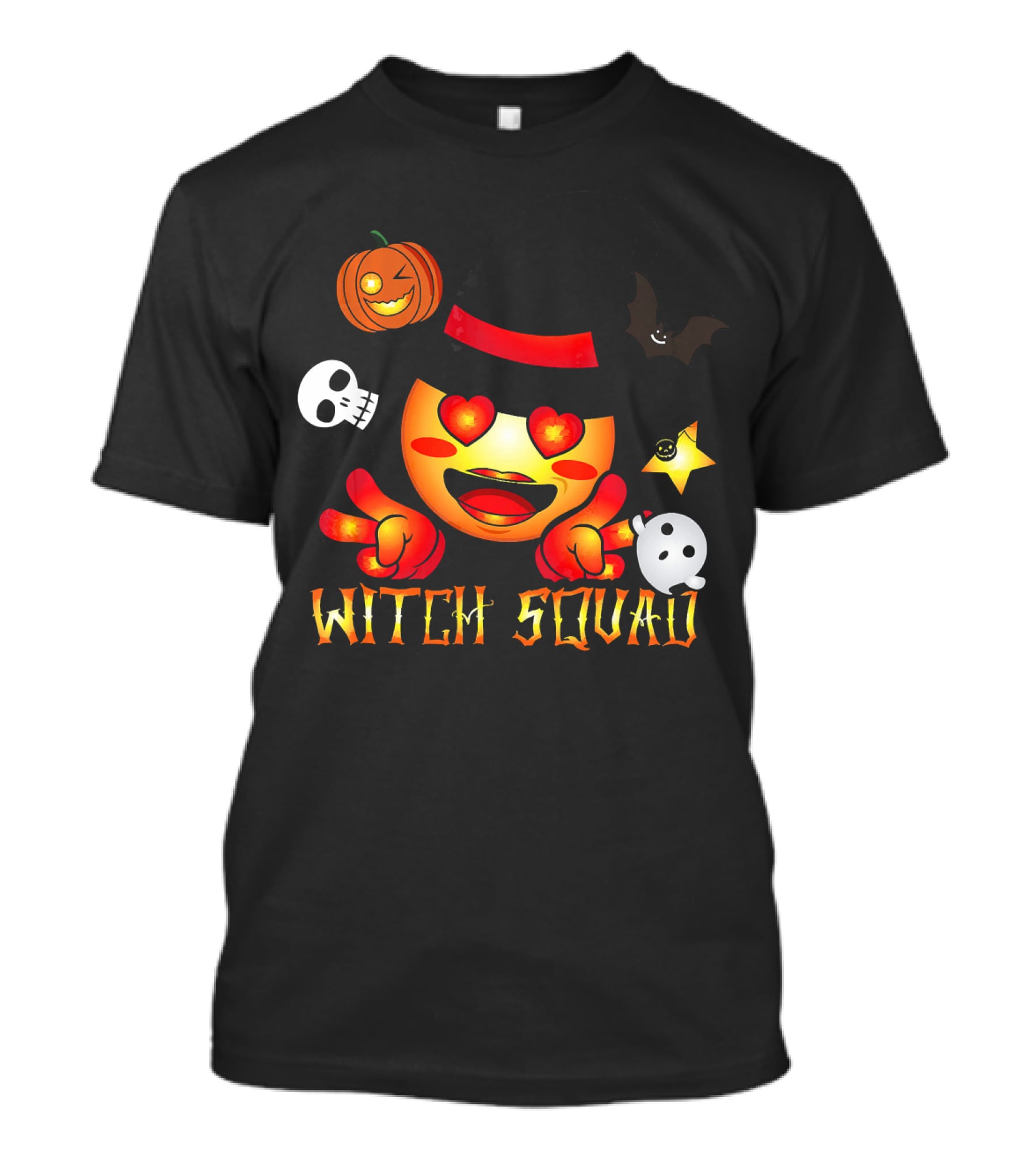 Witch Squad Halloween Emoji Pumpkin Bat Skull Ghost T-Shirt