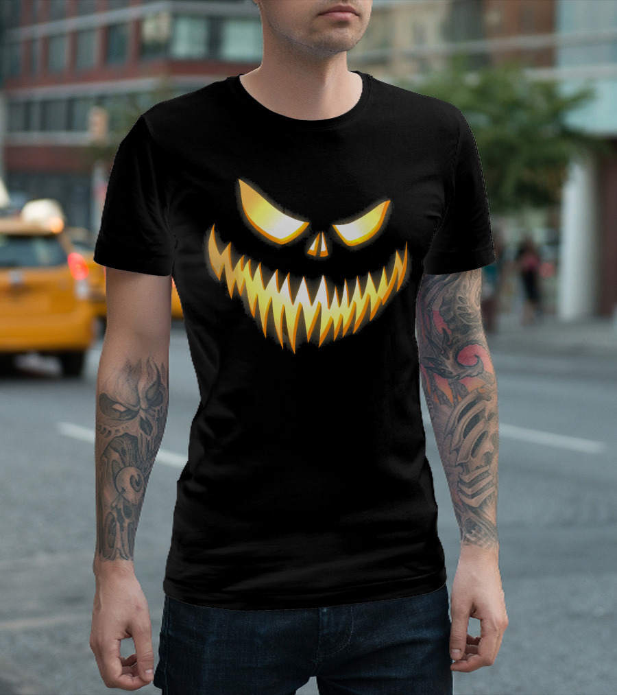 Scary Pumpkin Jack-O'-Lantern Face T-Shirt