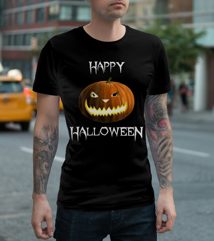 Happy Halloween Pumpkin and Spider Jack-O'-Lantern (D010 T-Shirt