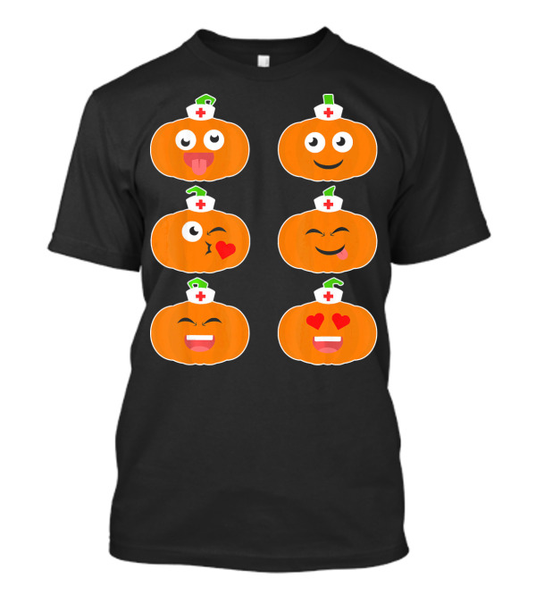 Nurse Halloween Pumpkin Emoticons T-Shirt