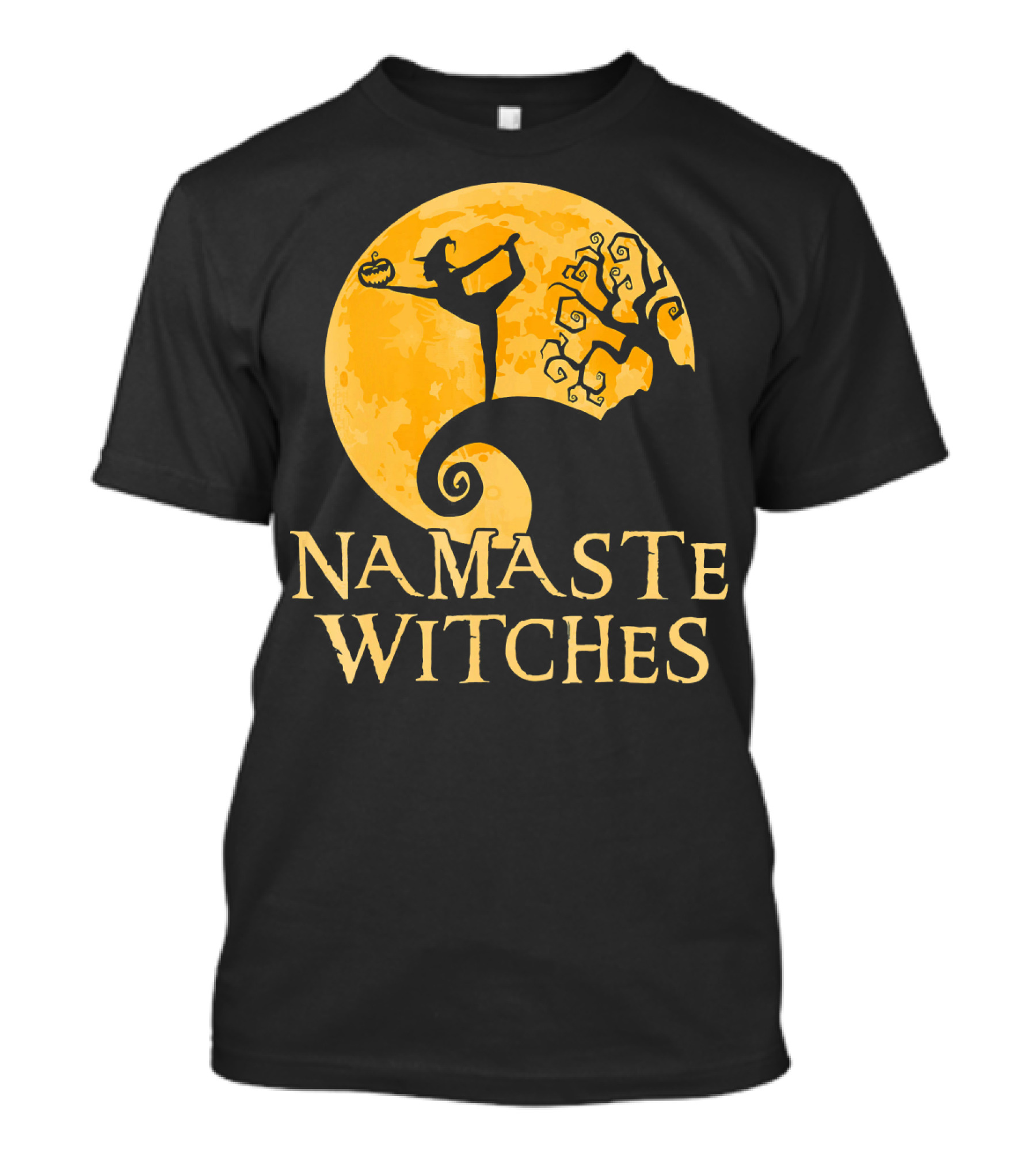 Namaste Witches Halloween Yoga Moon Pose T-Shirt