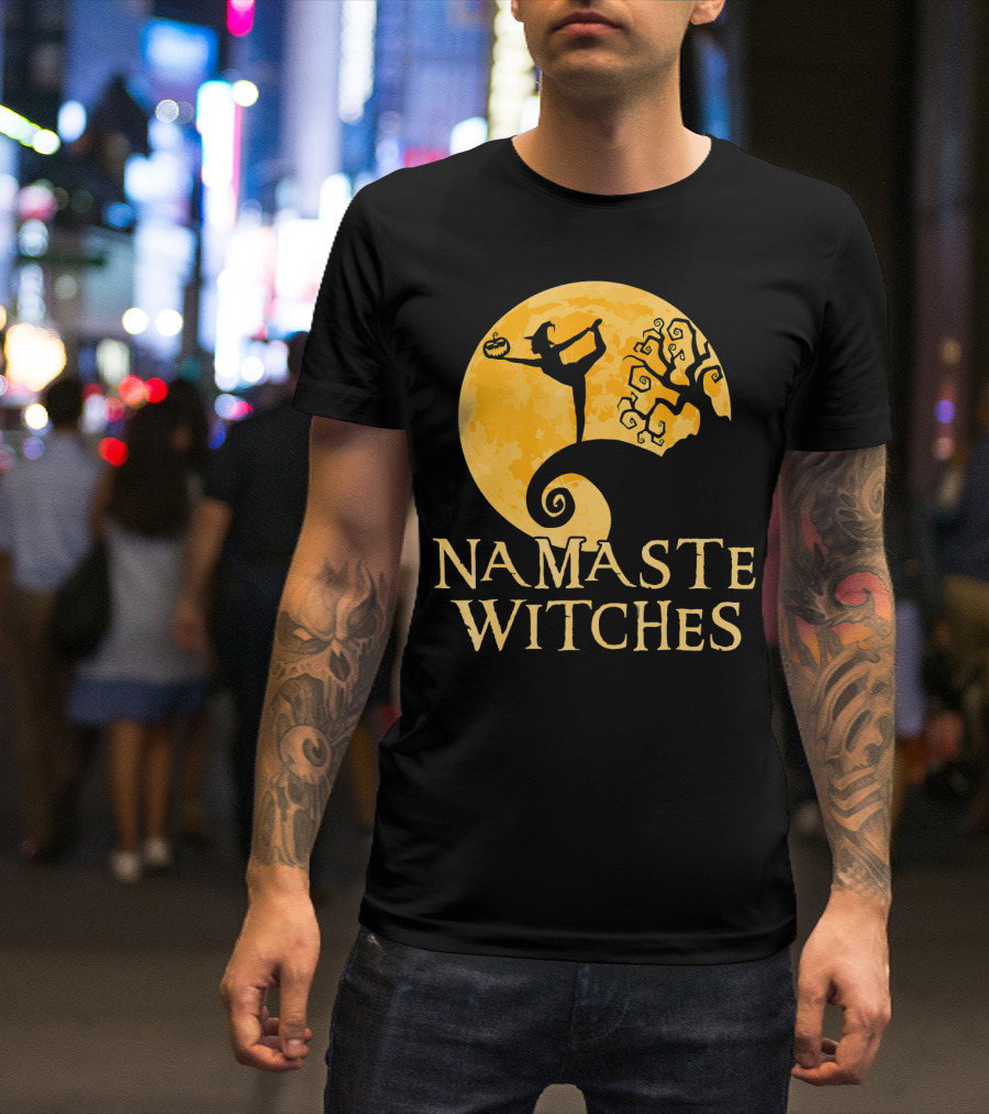 Namaste Witches Halloween Yoga Moon Pose T-Shirt