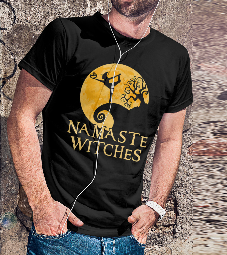 Namaste Witches Halloween Yoga Moon Pose T-Shirt