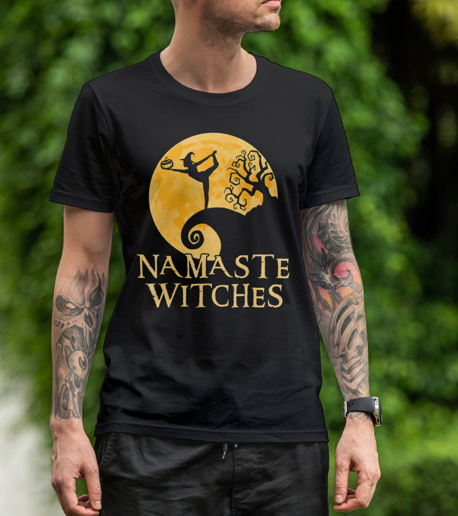 Namaste Witches Halloween Yoga Moon Pose T-Shirt