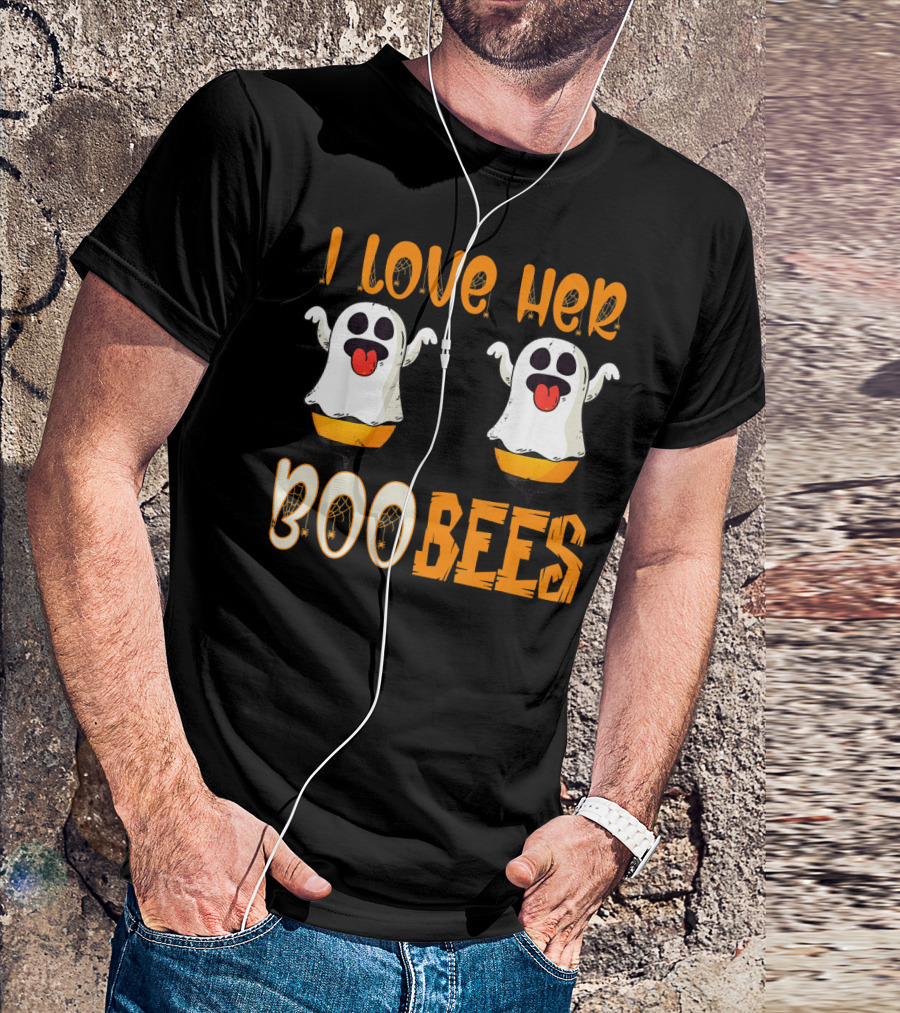 I Love Her Boo Bees Ghost Halloween Matching T-Shirt