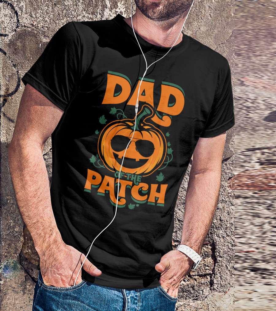 Dad Of The Patch Pumpkin Sunglasses Halloween Family Fun T-Shirt
