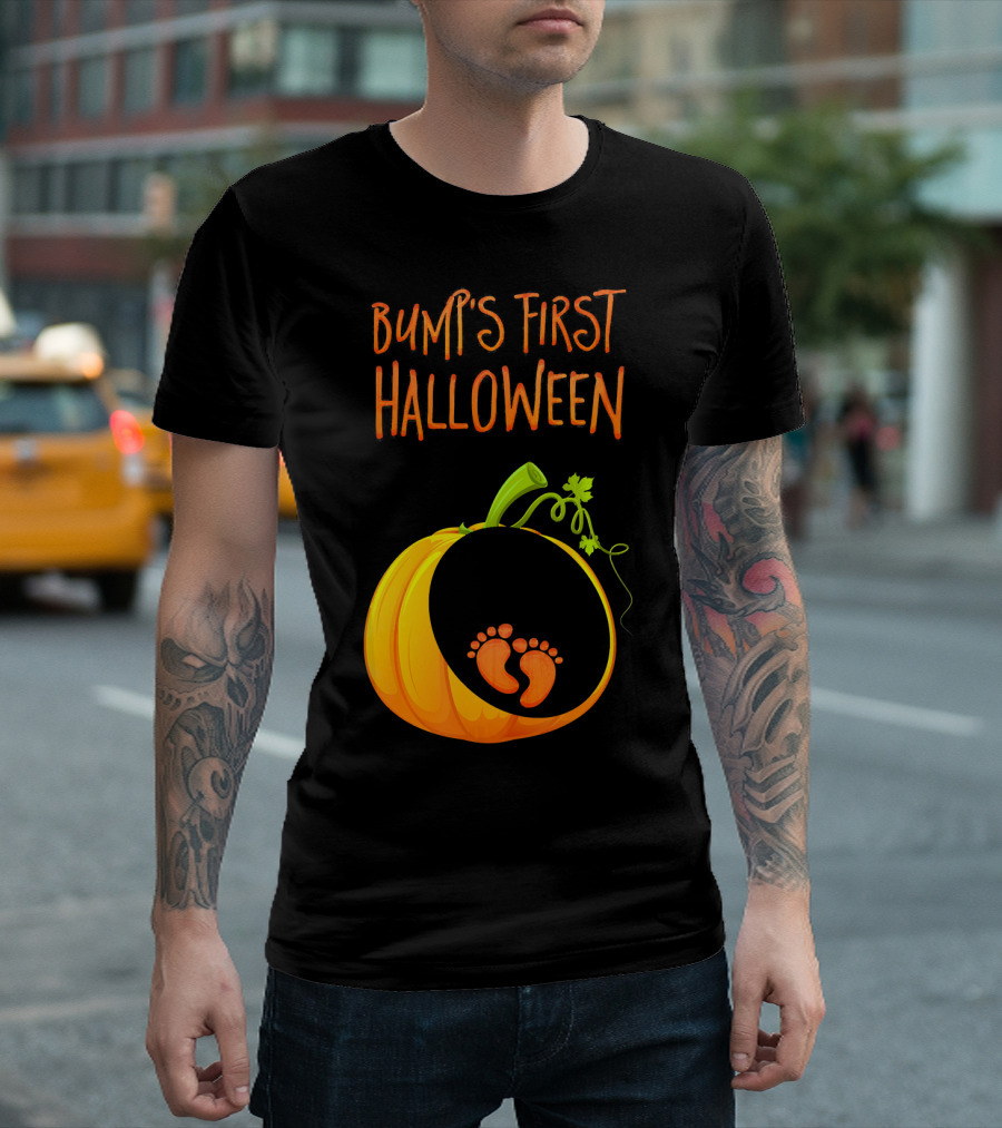 Bump's First Halloween Pumpkin Baby Feet T-Shirt