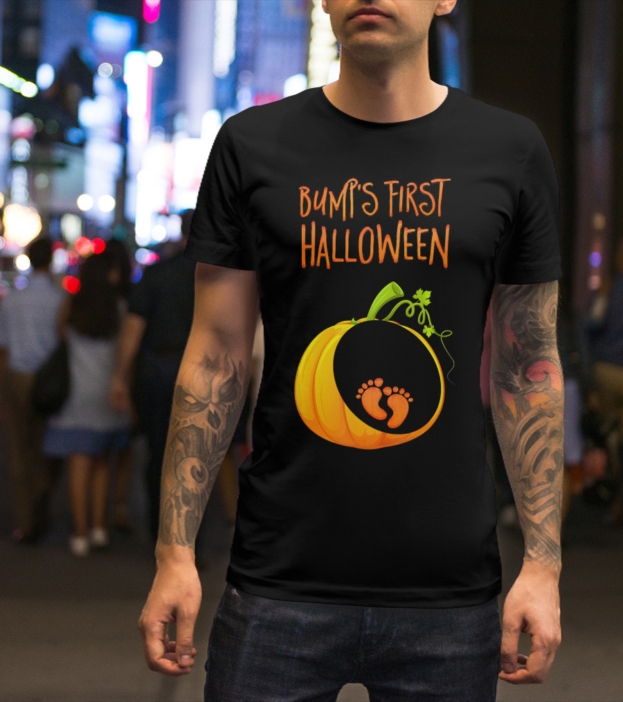 Bump's First Halloween Pumpkin Baby Feet T-Shirt