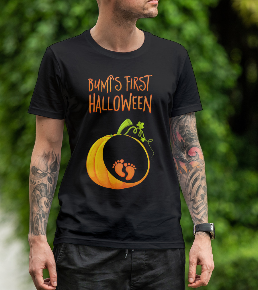 Bump's First Halloween Pumpkin Baby Feet T-Shirt