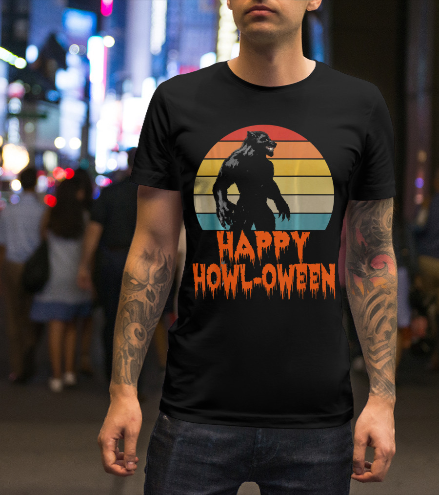 Happy Howl-Oween Werewolf Vintage Werewolves Halloween Co T-Shirt
