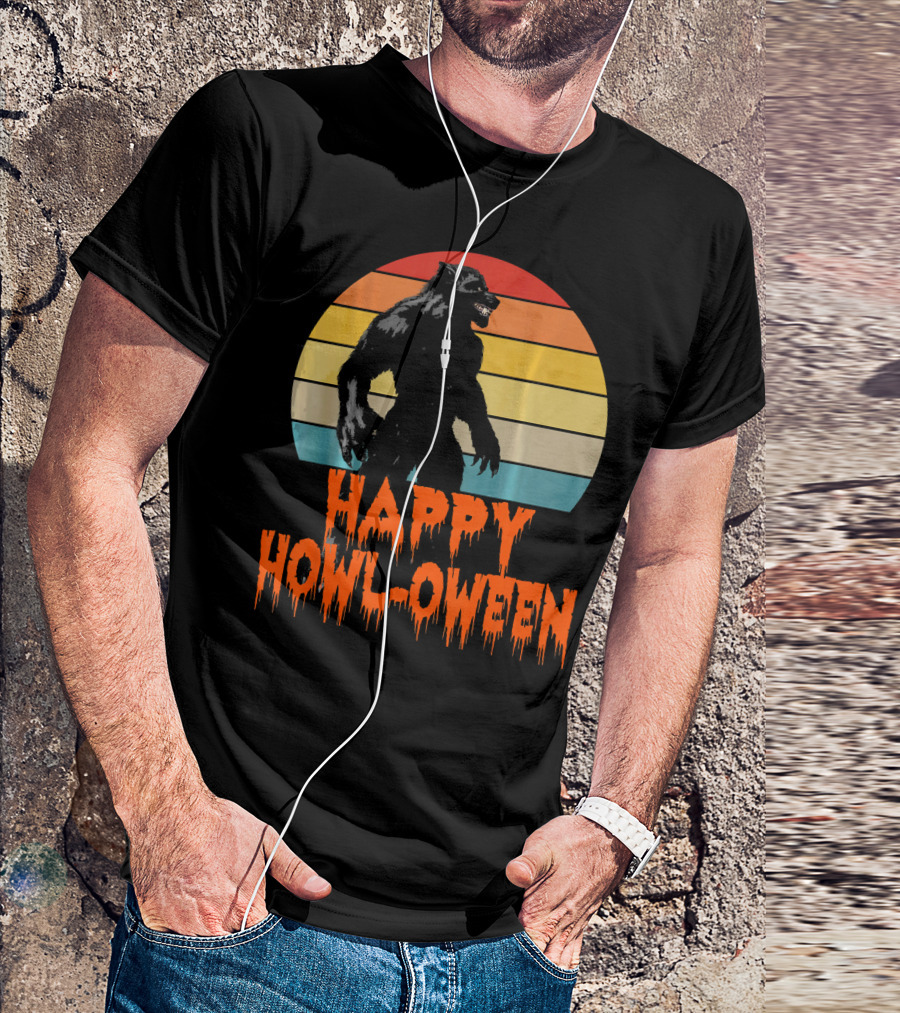 Happy Howl-Oween Werewolf Vintage Werewolves Halloween Co T-Shirt