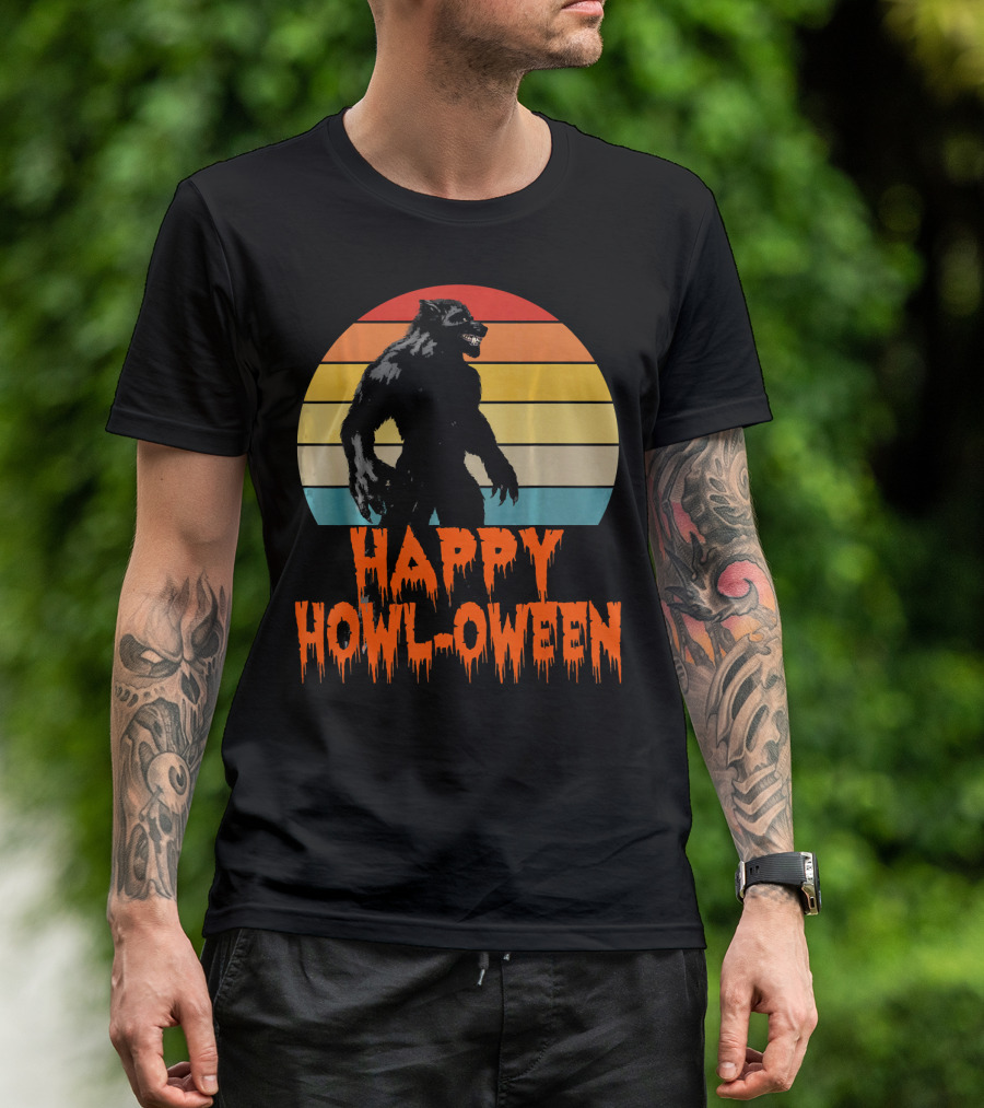 Happy Howl-Oween Werewolf Vintage Werewolves Halloween Co T-Shirt