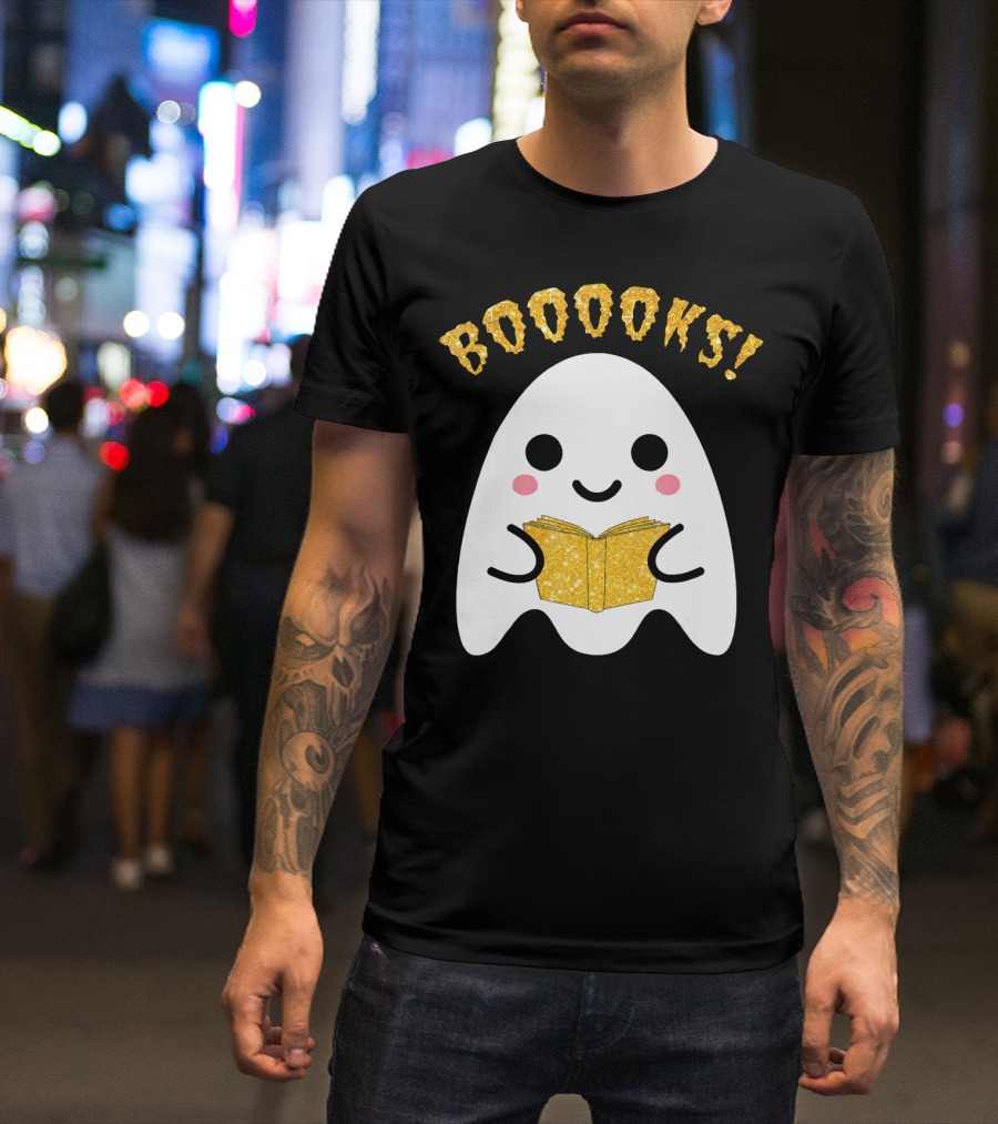 BOOOKS Ghost Reading Book Halloween Costume T-Shirt