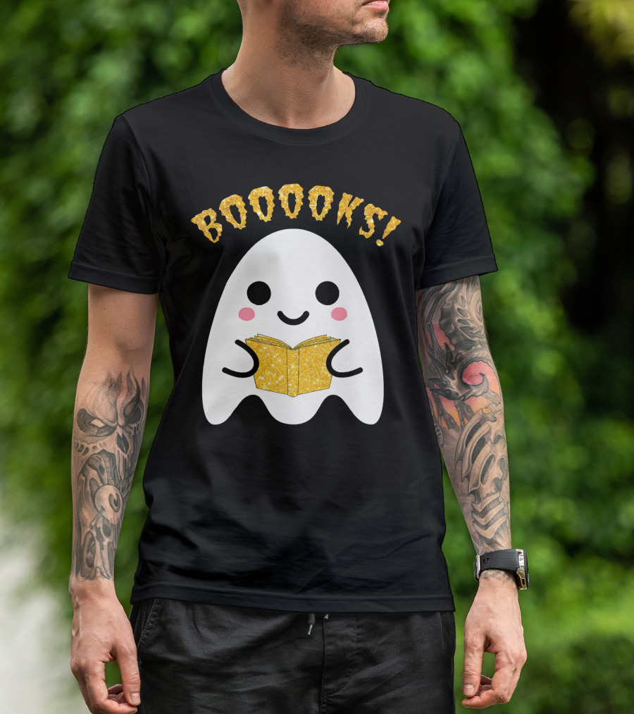 BOOOKS Ghost Reading Book Halloween Costume T-Shirt
