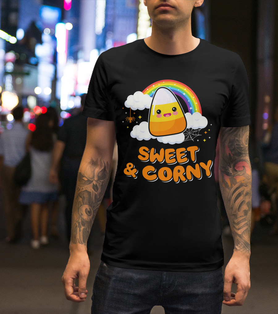 Sweet And Corny Cute Candy Corn Kawaii Halloween T-Shirt