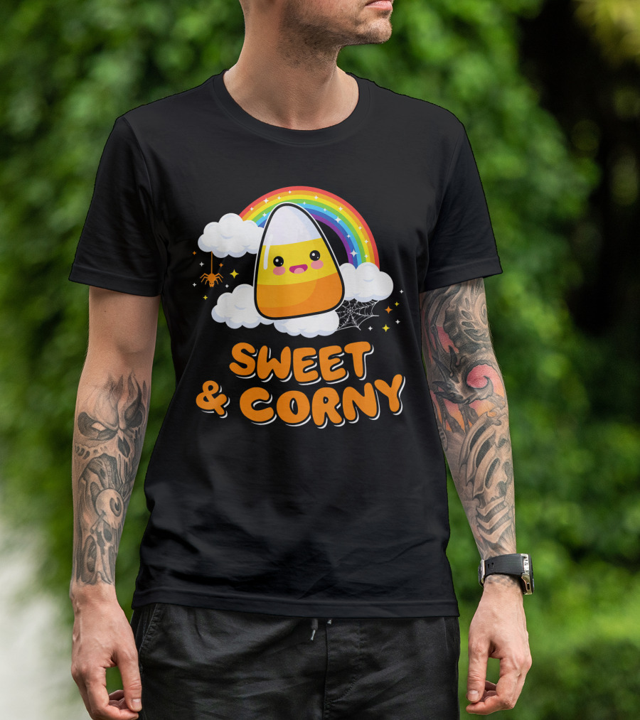 Sweet And Corny Cute Candy Corn Kawaii Halloween T-Shirt