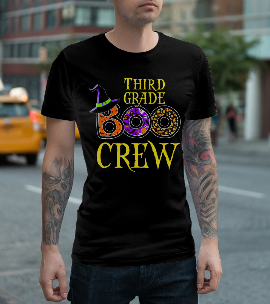 Third Grade Boo Crew Halloween Costume with Witch Hat and Spooky T-Shirt