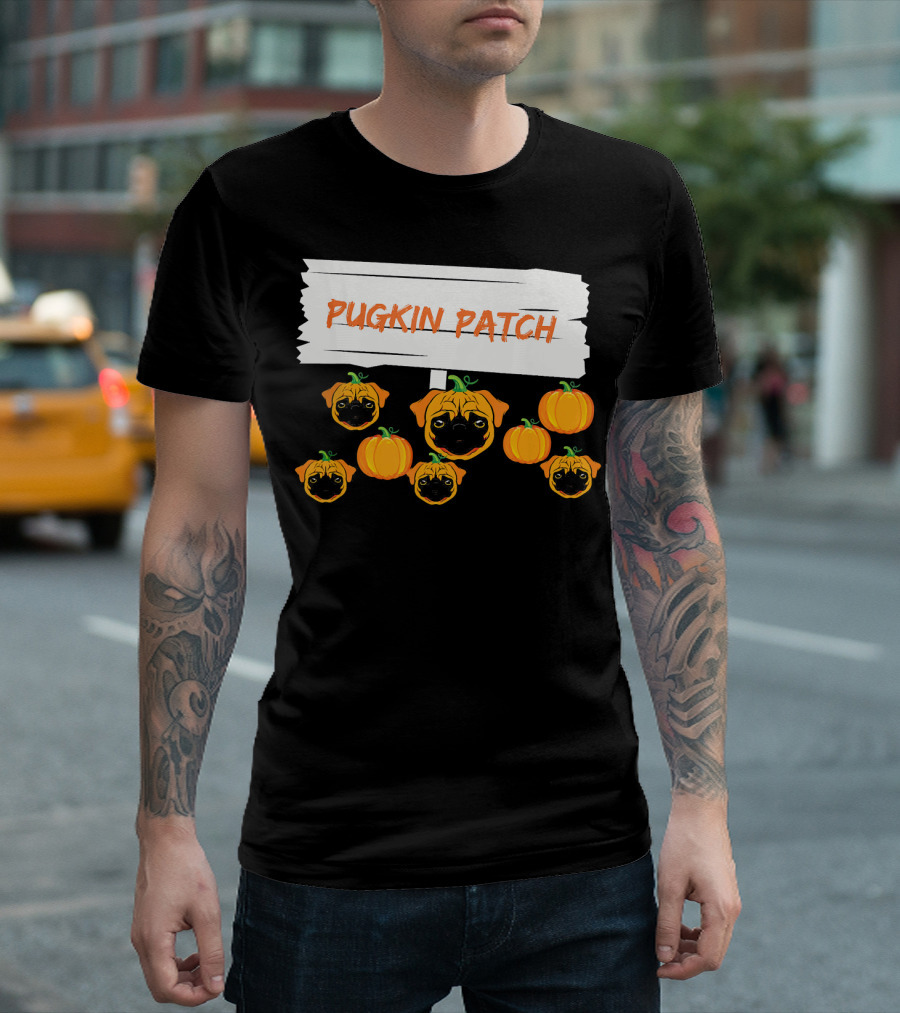 Pugkin Patch Halloween Pumpkin Pug Dog Lovers T-Shirt