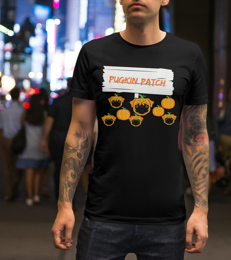 Pugkin Patch Halloween Pumpkin Pug Dog Lovers T-Shirt
