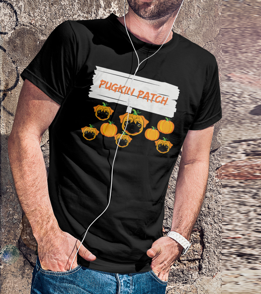Pugkin Patch Halloween Pumpkin Pug Dog Lovers T-Shirt