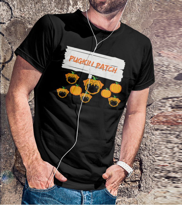 Pugkin Patch Halloween Pumpkin Pug Dog Lovers T-Shirt