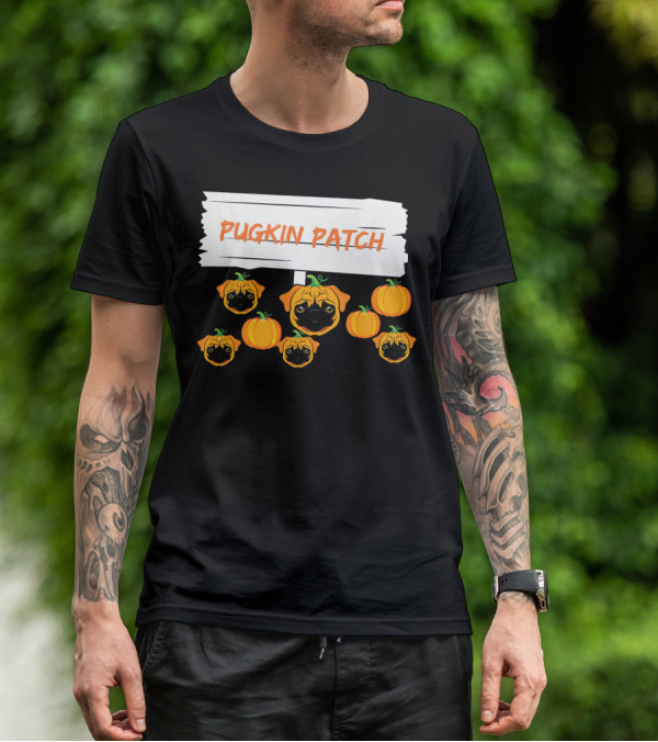 Pugkin Patch Halloween Pumpkin Pug Dog Lovers T-Shirt