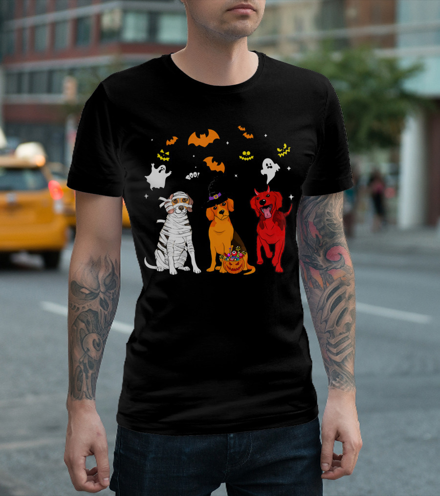 Halloween Beagle Dogs Mummy Witch Ghosts Bats T-Shirt