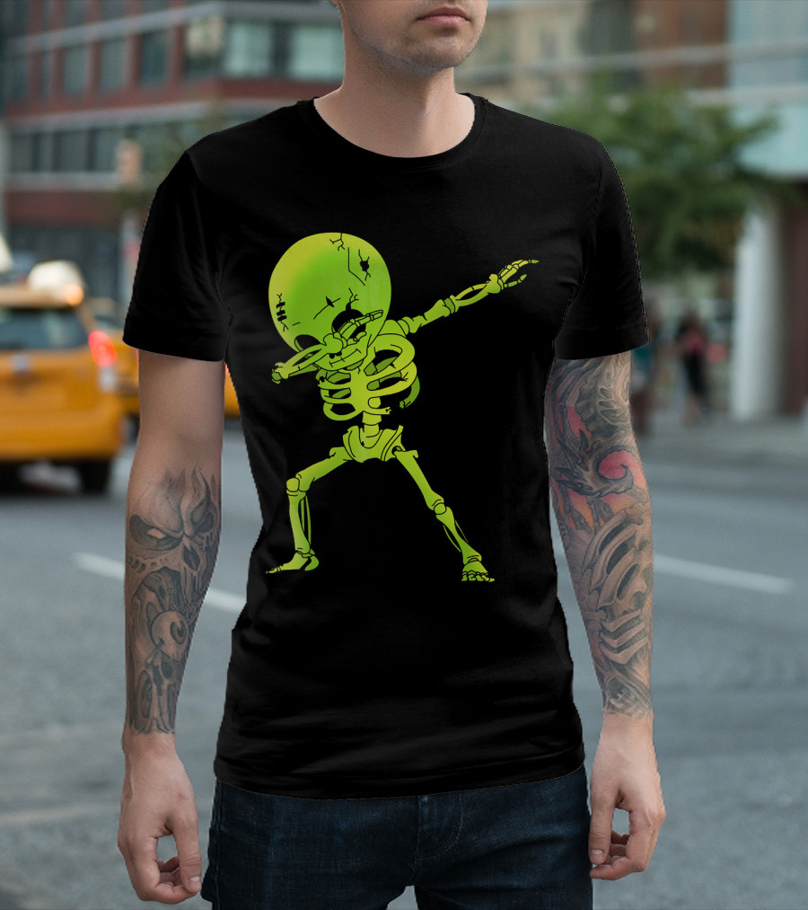 Skeleton Dabbing Zombie Halloween Moon T-Shirt