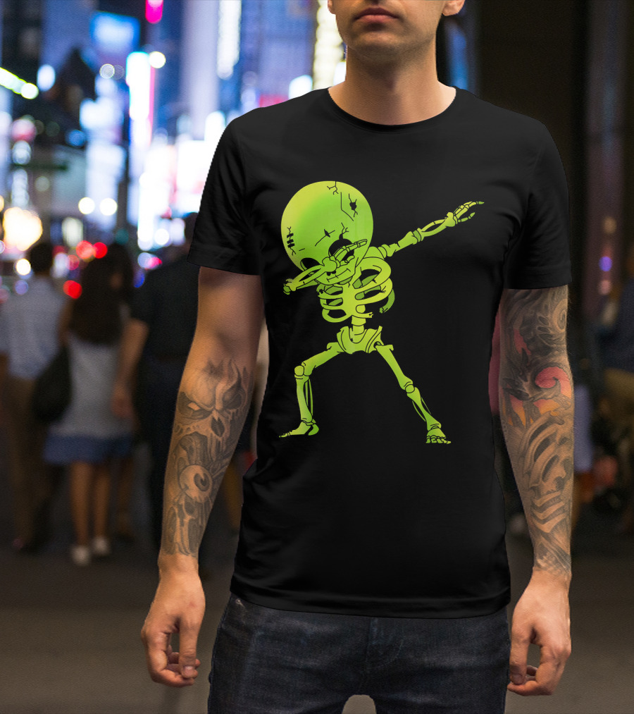 Skeleton Dabbing Zombie Halloween Moon T-Shirt