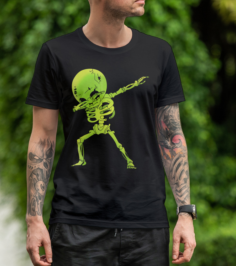 Skeleton Dabbing Zombie Halloween Moon T-Shirt