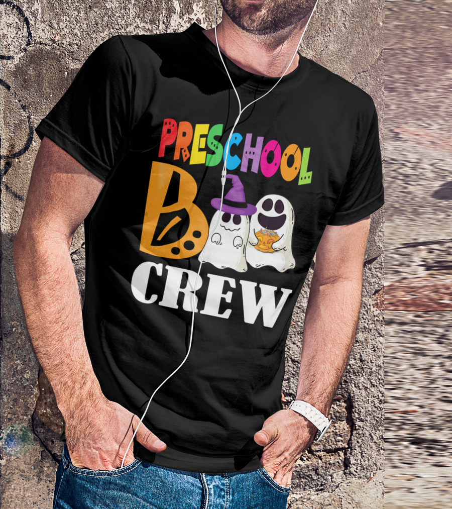 Preschool Boo Crew Smile Ghost Witch Pumpkin T-Shirt