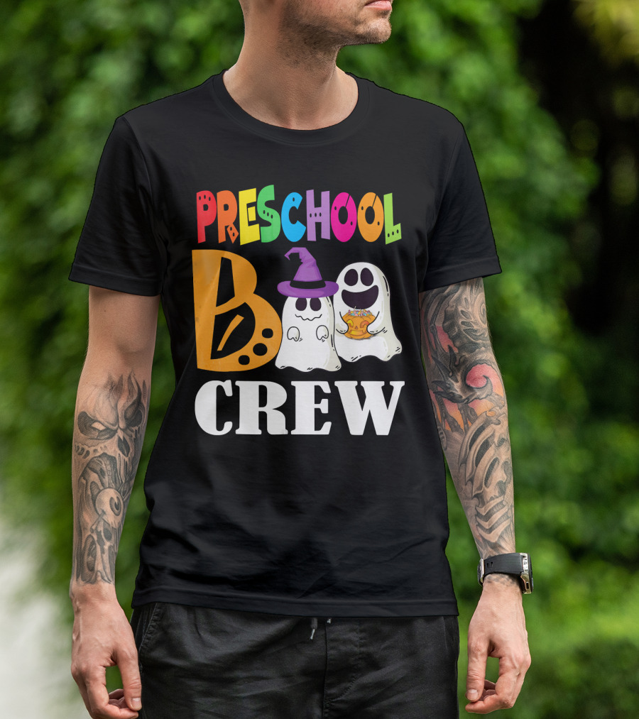 Preschool Boo Crew Smile Ghost Witch Pumpkin T-Shirt