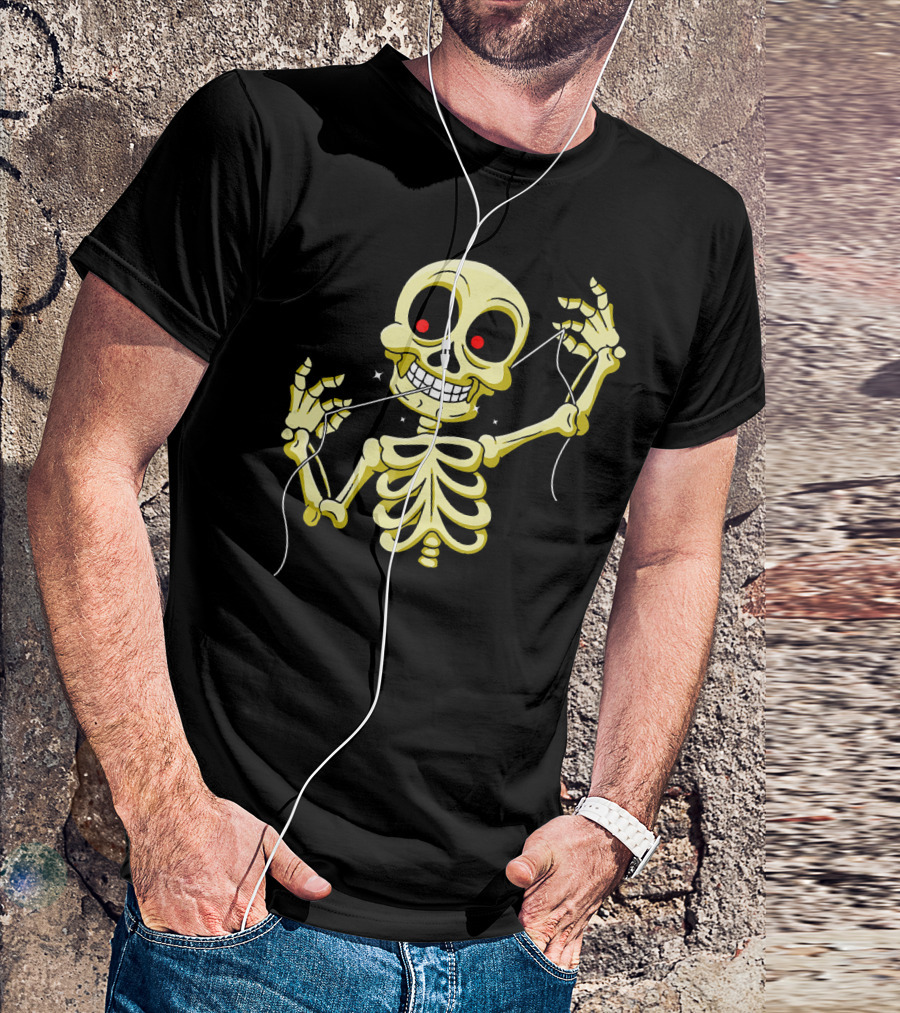 Flossing Skeleton With Red Eyes And Grinning Teeth T-Shirt