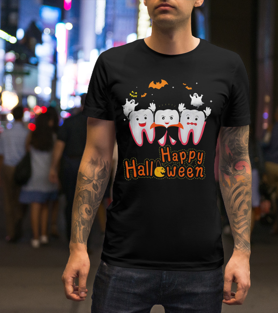 Happy Halloween Funny Ghosts And Teeth T-Shirt