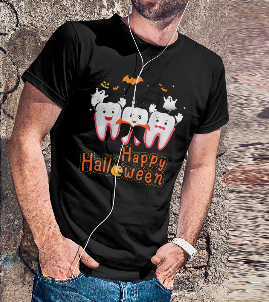 Happy Halloween Funny Ghosts And Teeth T-Shirt