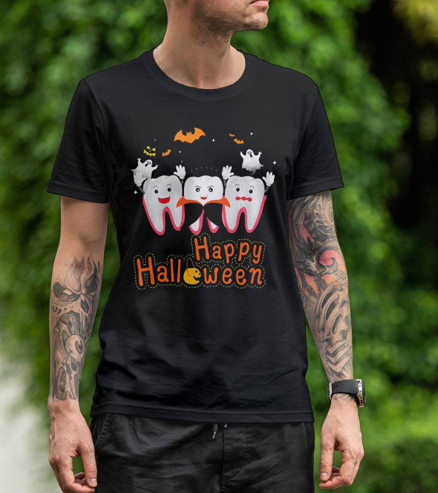 Happy Halloween Funny Ghosts And Teeth T-Shirt