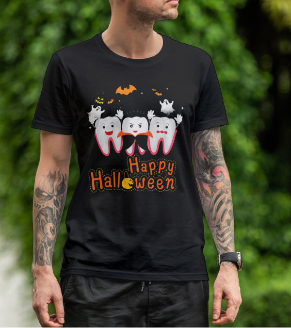Happy Halloween Funny Ghosts And Teeth T-Shirt