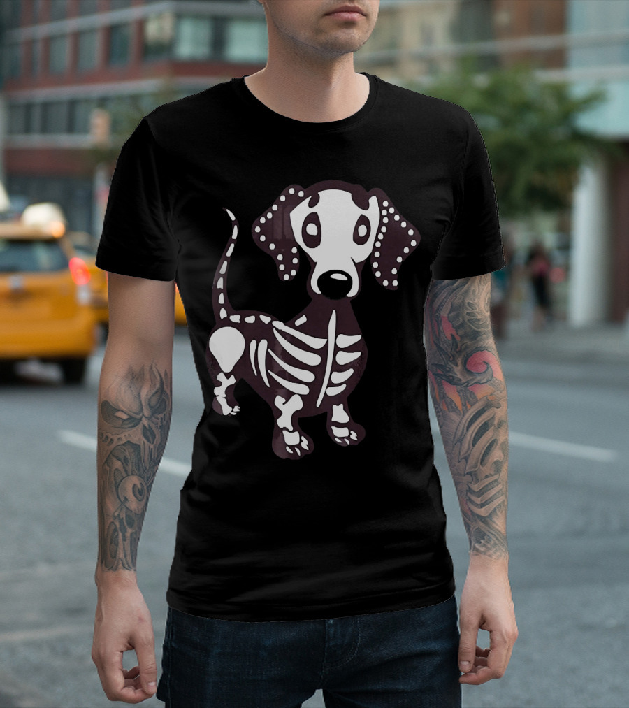 Dachshund Skeleton Skull Creepy Canine Bone T-Shirt