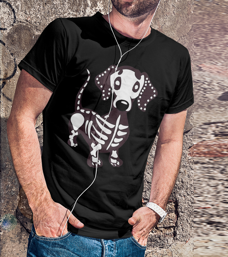 Dachshund Skeleton Skull Creepy Canine Bone T-Shirt