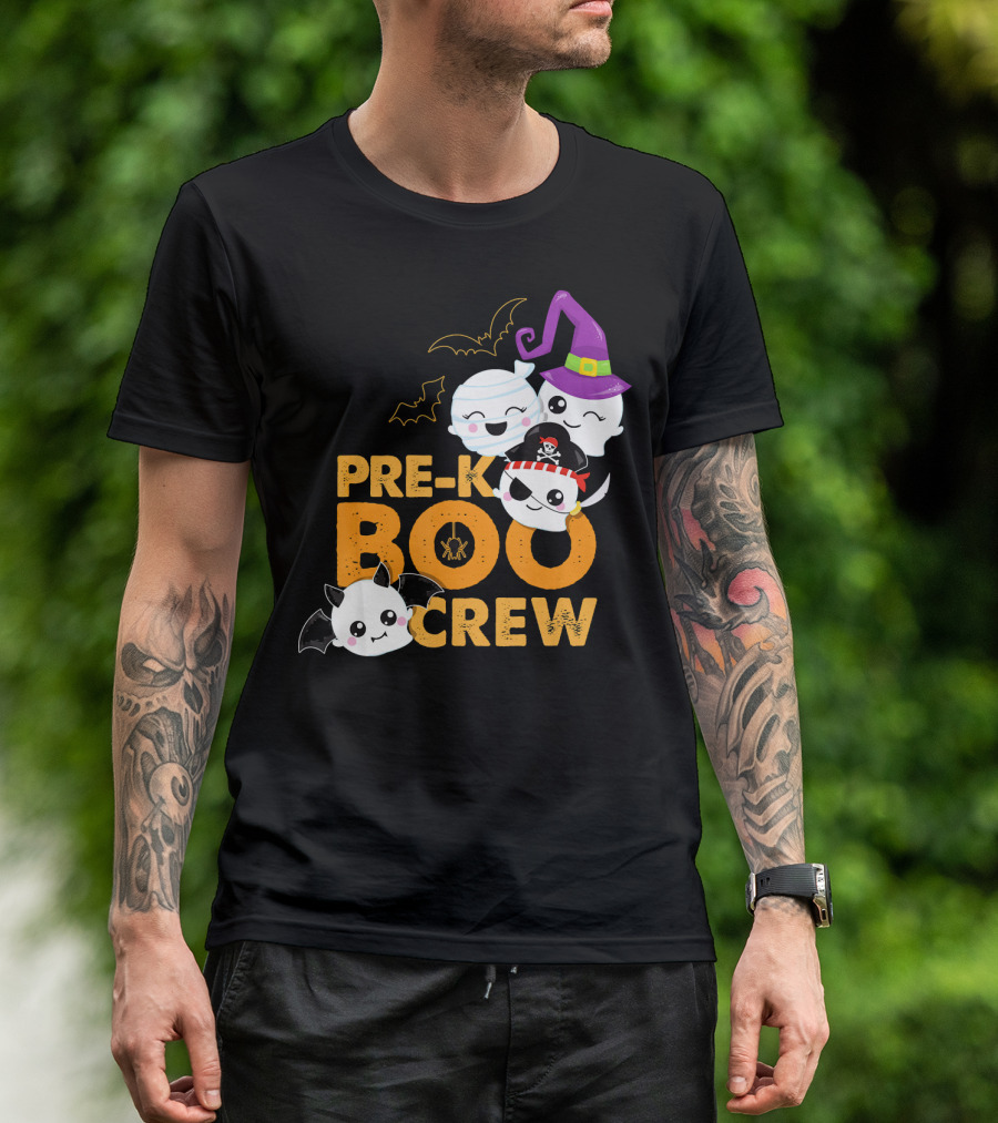 Pre-K Boo Crew Fun Halloween Teach Ghosts And Bats T-Shirt