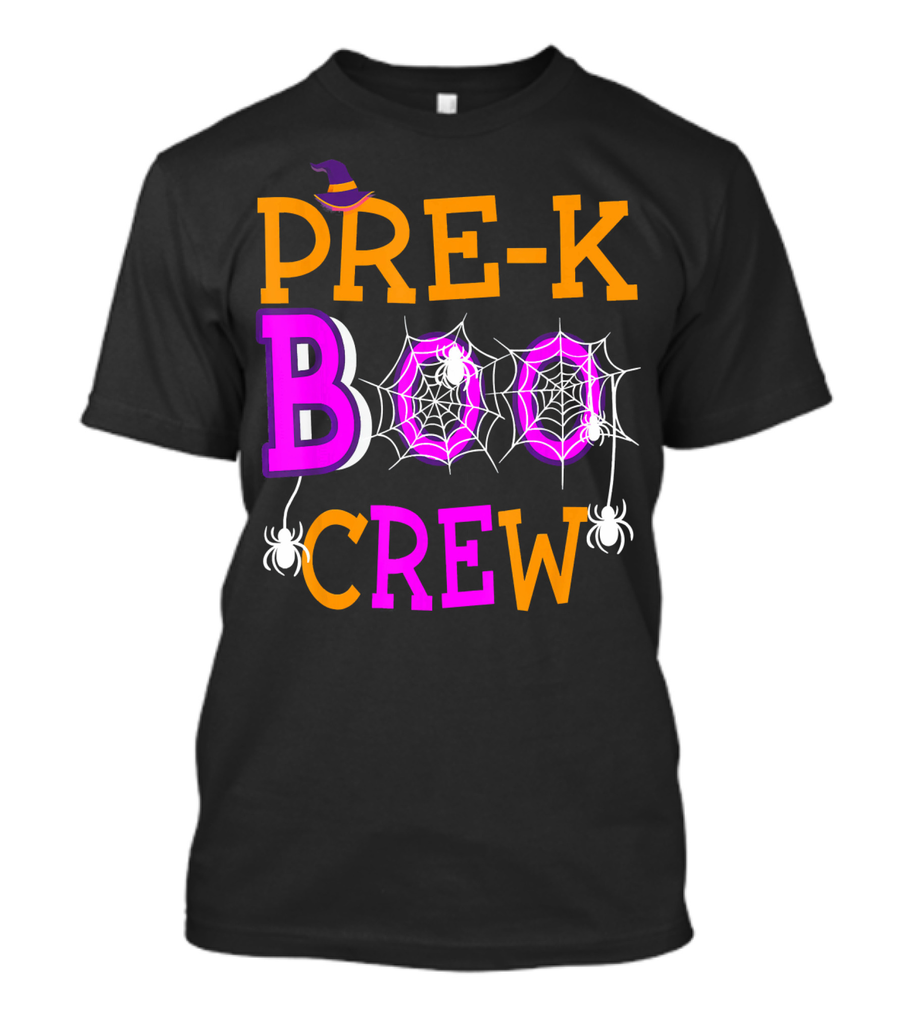 Pre K Boo Crew Halloween Teacher Spider Web Hat T-Shirt