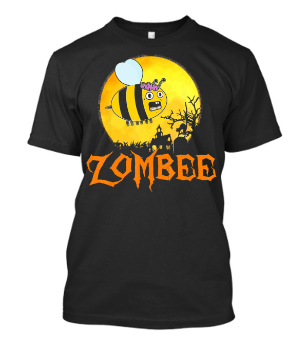 Zombee Funny Zombie Bee Halloween Spooky Moon Scene T-Shirt