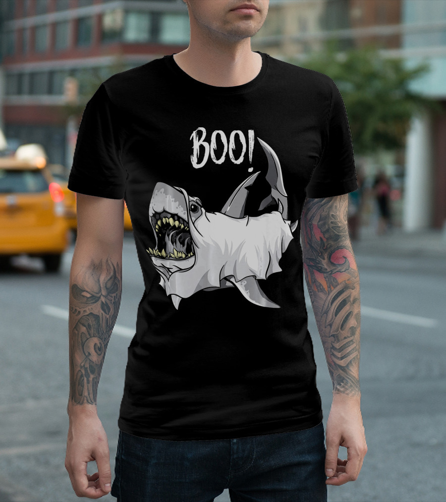 BOO Great White Shark Ghost T-Shirt