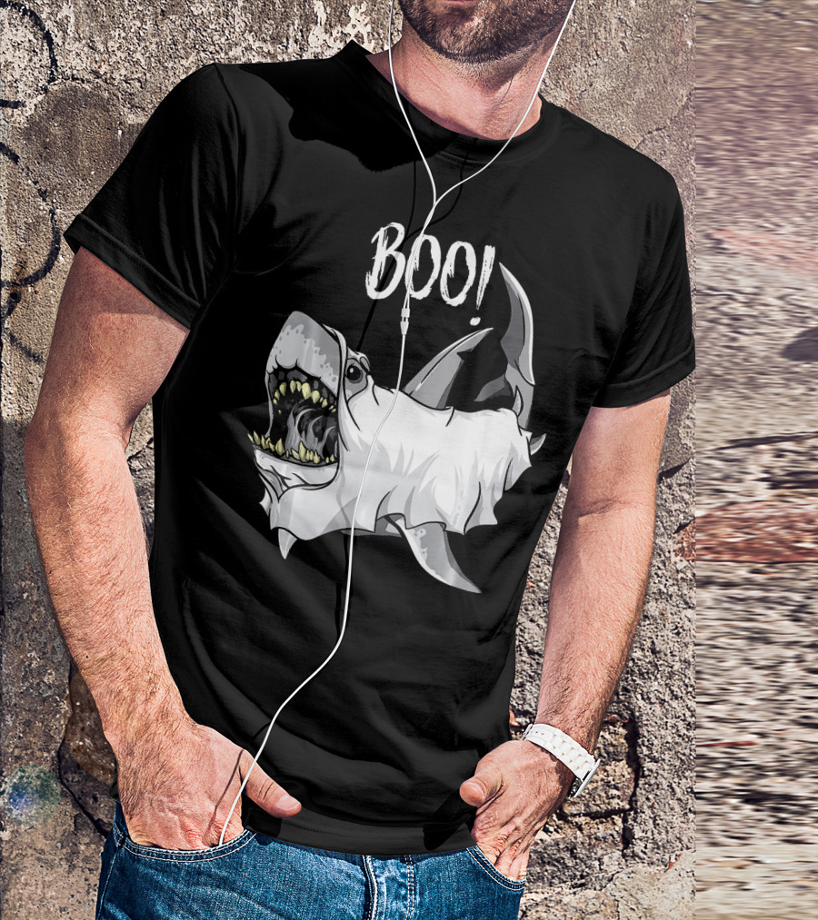 BOO Great White Shark Ghost T-Shirt