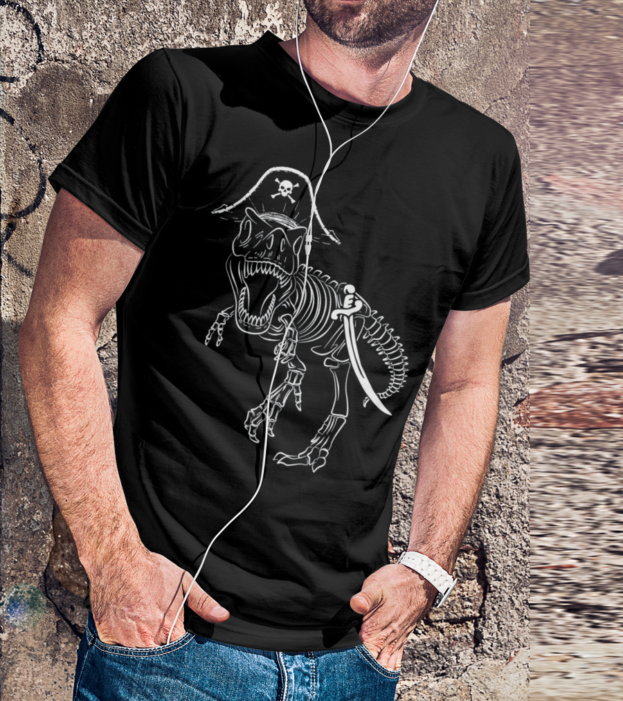 T-Rex Skeleton With Pirate Hat And Sword T-Shirt