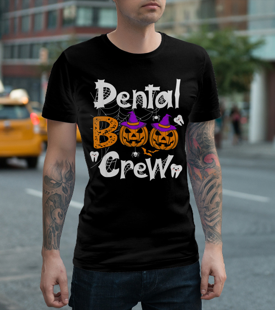 Dental Boo Crew Halloween Dental Humor Pumpkins Teeth Spiders T-Shirt