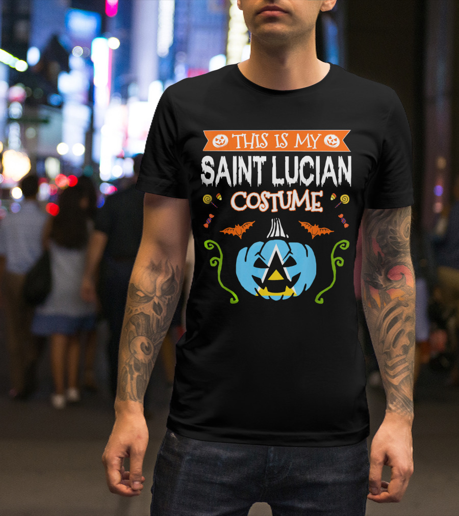 This Is My Saint Lucian Costume Halloween Pumpkin Bat T-Shirt